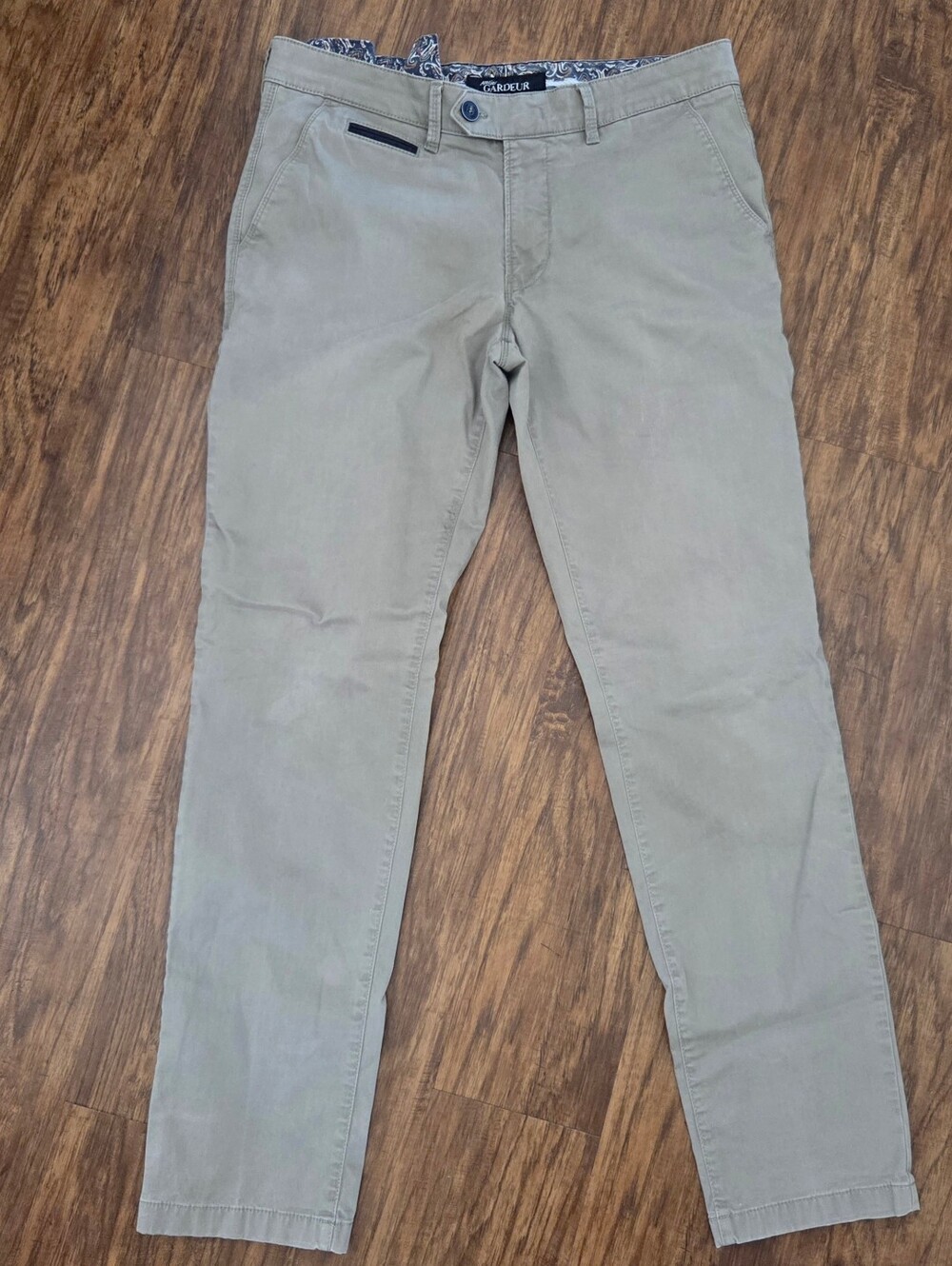 Atelier Gardeur Mens Modern Fit Taupe Khaki Pants Size 35x32